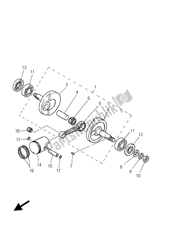 All parts for the Crankshaft & Piston of the Yamaha PW 50 2003