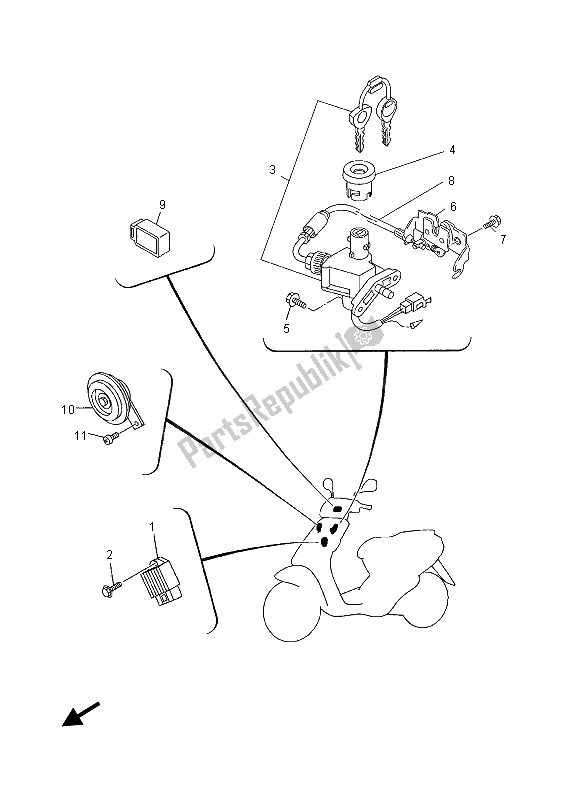 Alle onderdelen voor de Elektrisch 1 van de Yamaha YN 50E 2013