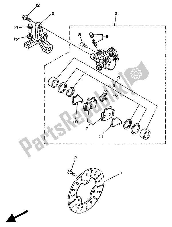 All parts for the Rear Brake Caliper of the Yamaha TZR 125 1992