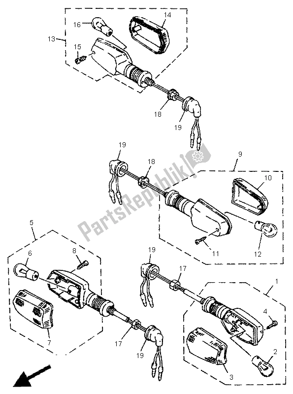 Tutte le parti per il Luce Lampeggiante del Yamaha TDR 125 1995