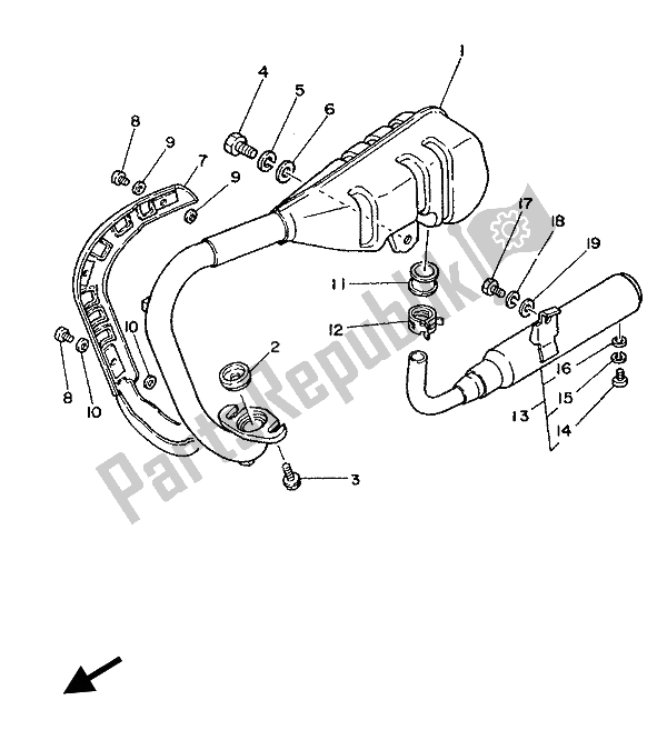 Tutte le parti per il Scarico del Yamaha PW 50 1988