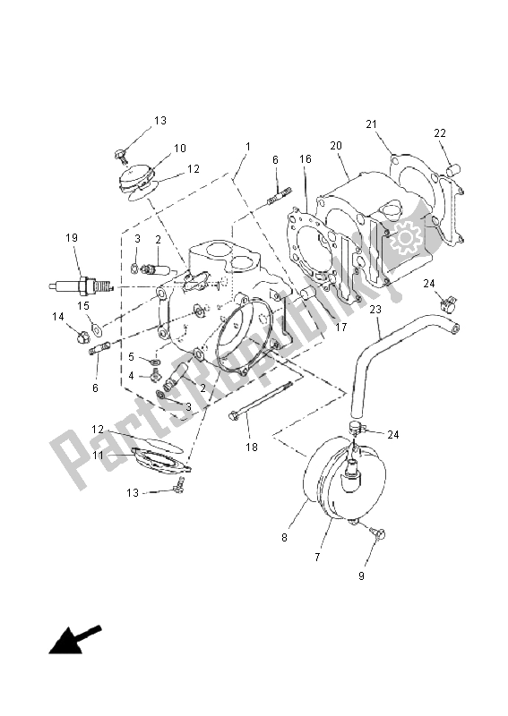 All parts for the Cylinder of the Yamaha VP 250 X City 2008