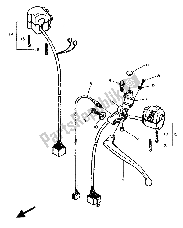 All parts for the Handle Switch & Lever of the Yamaha FZR 750 RW 1989