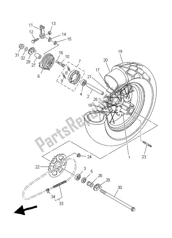 Tutte le parti per il Ruota Posteriore del Yamaha TW 125 2004