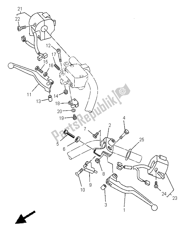 All parts for the Handle Switch & Lever of the Yamaha XVS 650 Dragstar 1999