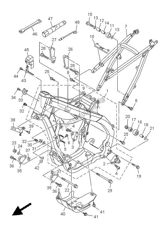 Alle onderdelen voor de Kader van de Yamaha YZ 250F 2013