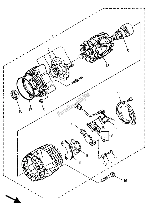 Toutes les pièces pour le Générateur du Yamaha YZF 750 SP 1996