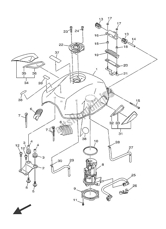 Todas las partes para Tanque De Combustible (ms1) de Yamaha XJ6 SA 600 2016