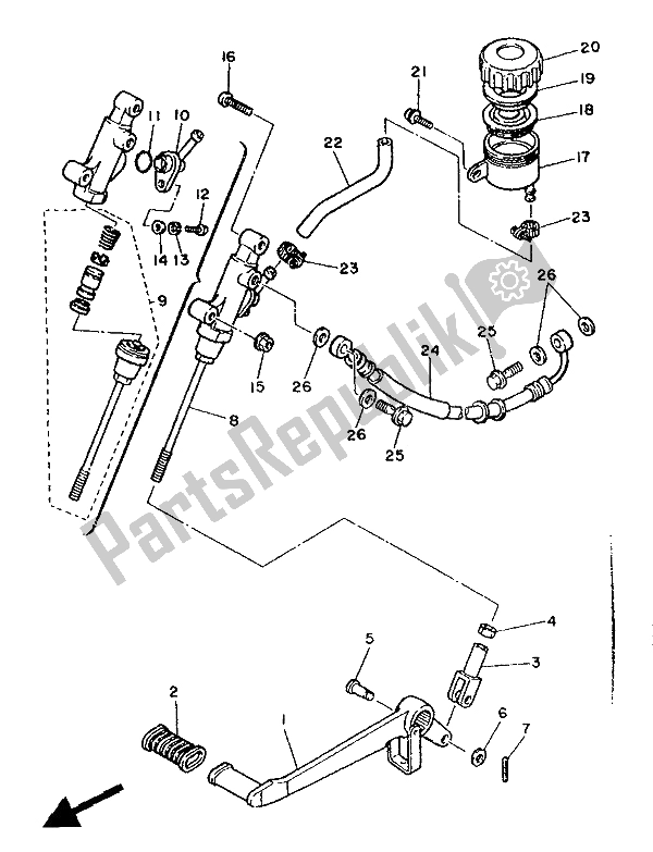 Tutte le parti per il Pompa Freno Posteriore del Yamaha FZ 600 1988