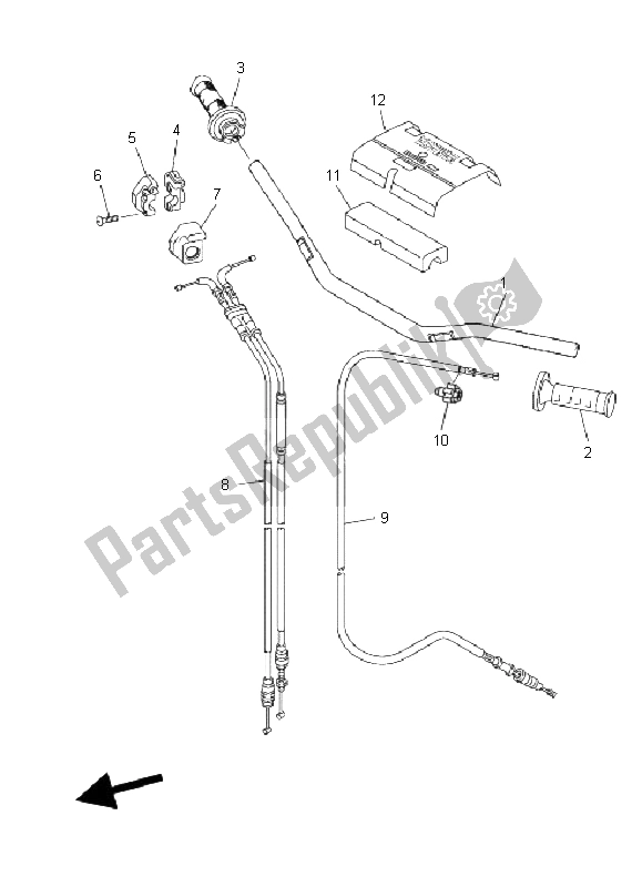 All parts for the Steering Handle & Cable of the Yamaha WR 250F 2008