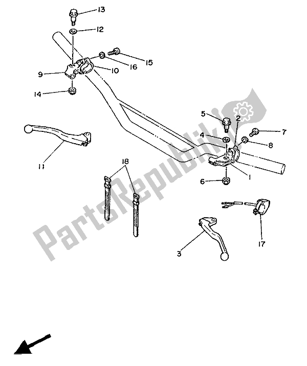 All parts for the Handle Switch & Lever of the Yamaha TY 250R 1988 All parts for the Handle Switch & Lever of the Yamaha TY 250R 1988