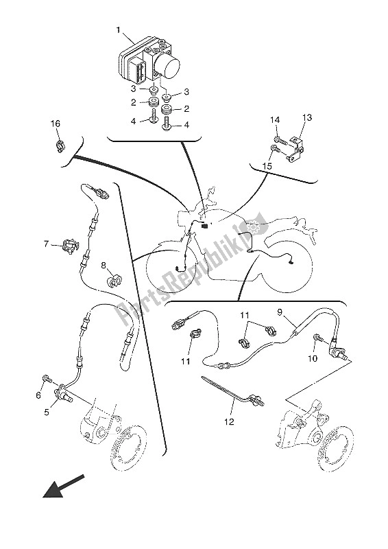 All parts for the Electrical 3 of the Yamaha XSR 700 2016