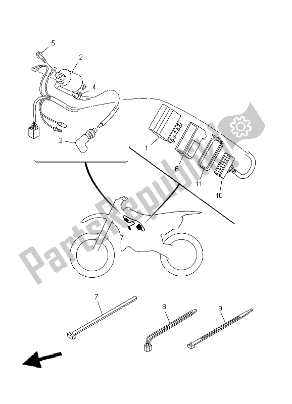 Toutes les pièces pour le électrique 1 du Yamaha YZ 125 2004