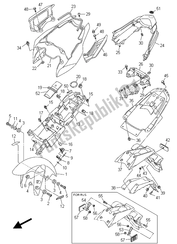 All parts for the Fender of the Yamaha FZ8 SA 800 2015