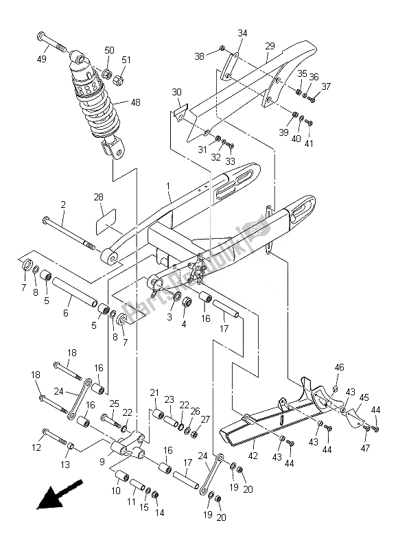 Toutes les pièces pour le Bras Arrière Et Suspension du Yamaha XVS 1300A 2014