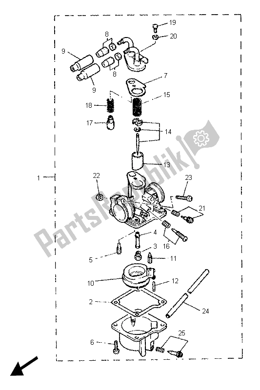 All parts for the Carburetor of the Yamaha PW 50 1995