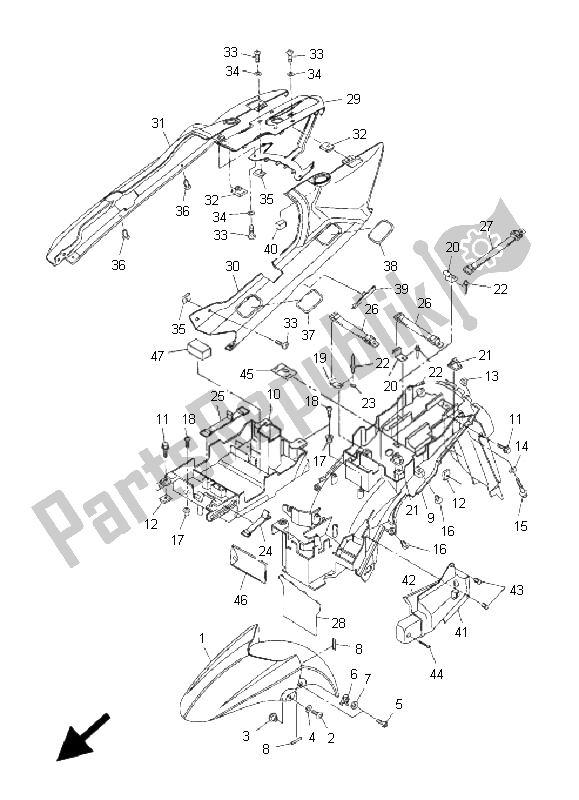 Alle onderdelen voor de Spatbord van de Yamaha FJR 1300 AS 2008