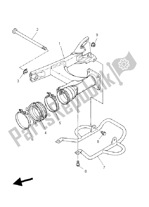 All parts for the Rear Arm of the Yamaha YFM 80R 2005