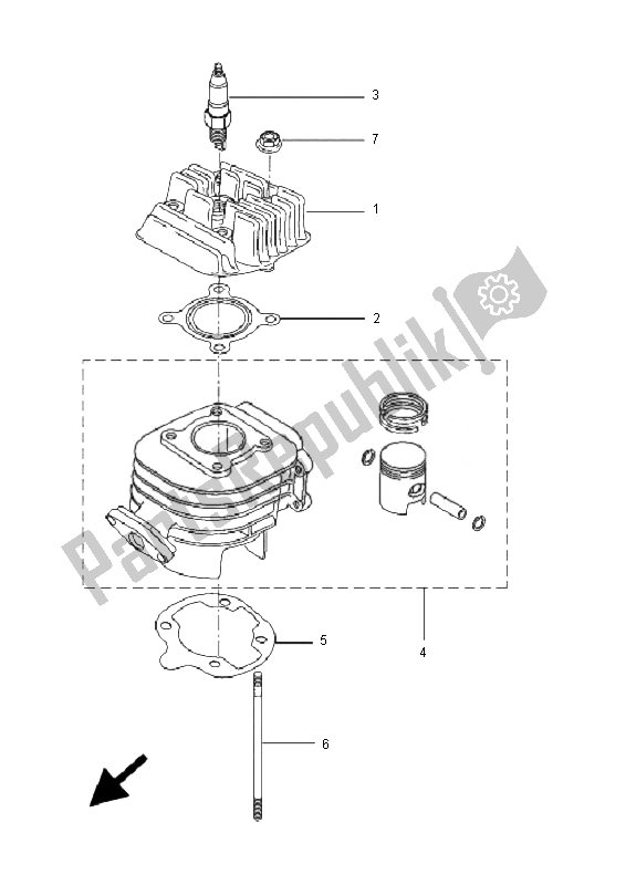 All parts for the Cylinder of the Yamaha CW 50N BWS 2007