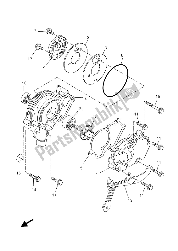 Alle onderdelen voor de Waterpomp van de Yamaha YZF R 125 2013