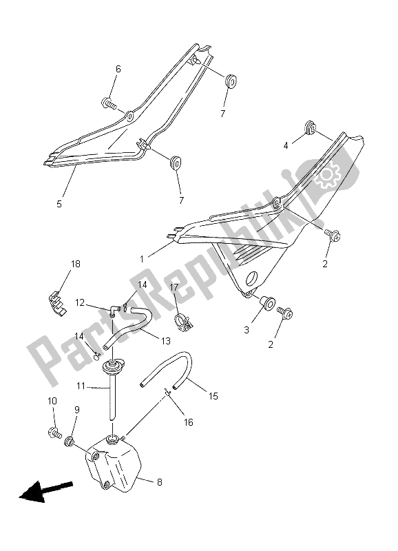 All parts for the Side Cover of the Yamaha XT 660R 2009 All parts for the Side Cover of the Yamaha XT 660R 2009