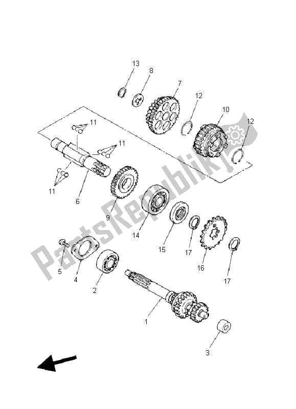 Tutte le parti per il Trasmissione del Yamaha PW 80 2008