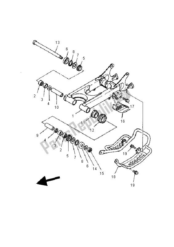 Toutes les pièces pour le Bras Arrière du Yamaha YFS 200 Blaster 2001