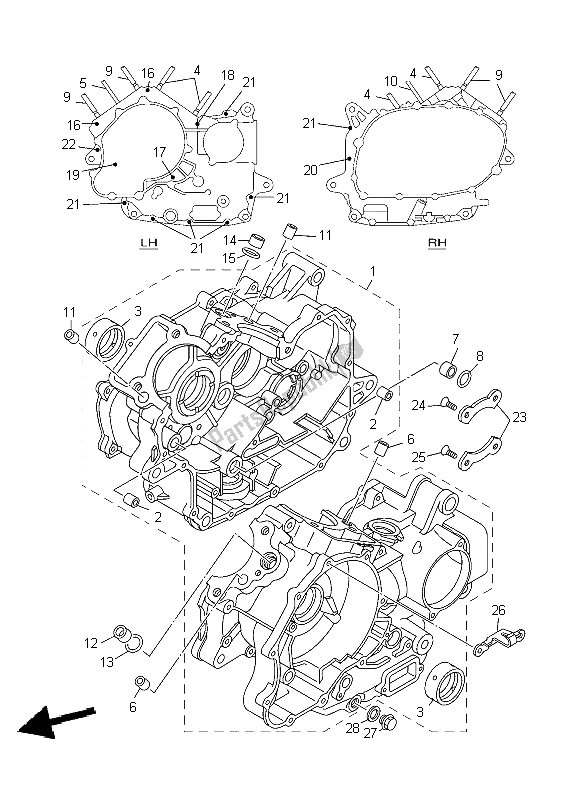 All parts for the Crankcase of the Yamaha XVS 650A Dragstar Classic 2004