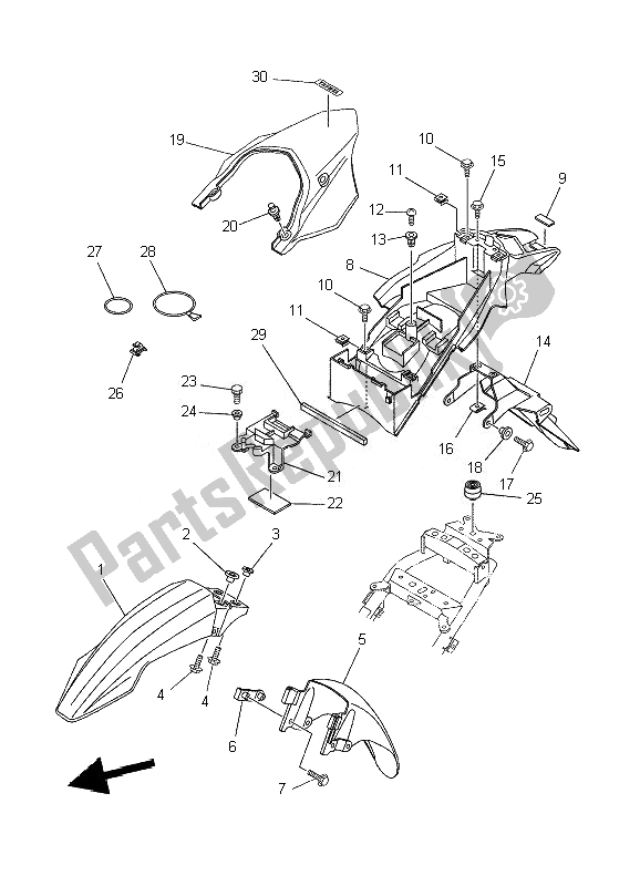 Tutte le parti per il Parafango del Yamaha XT 660R 2010