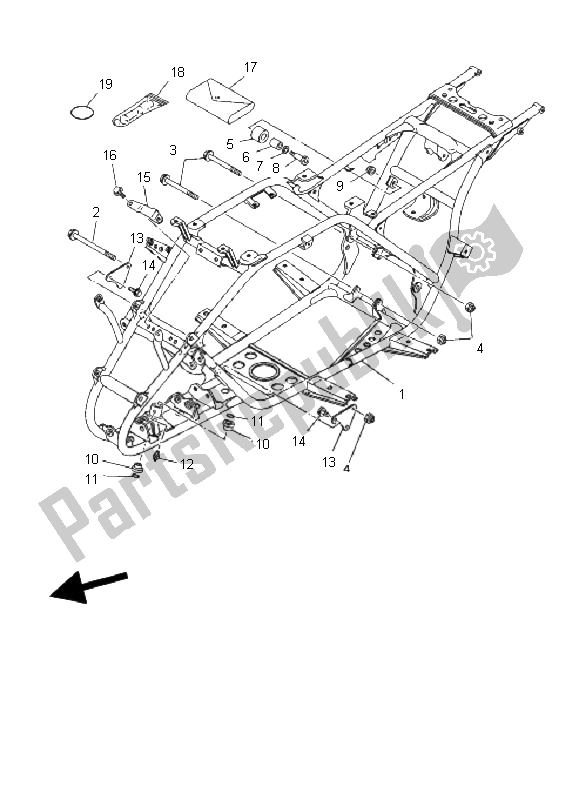 Tutte le parti per il Telaio del Yamaha YFM 125 Grizzly 2005