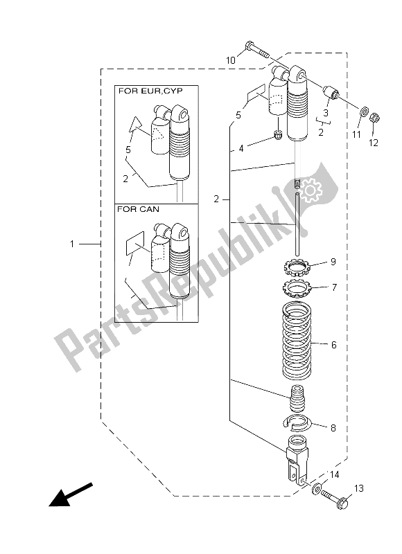 Tutte le parti per il Sospensione Posteriore del Yamaha YZ 85 LW 2015