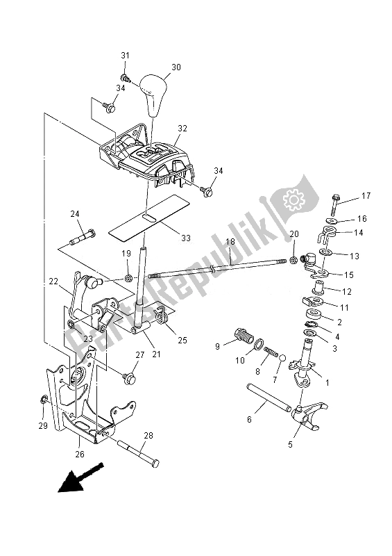 All parts for the Shift Shaft of the Yamaha YFM 350 FWA Grizzly 4X4 2013