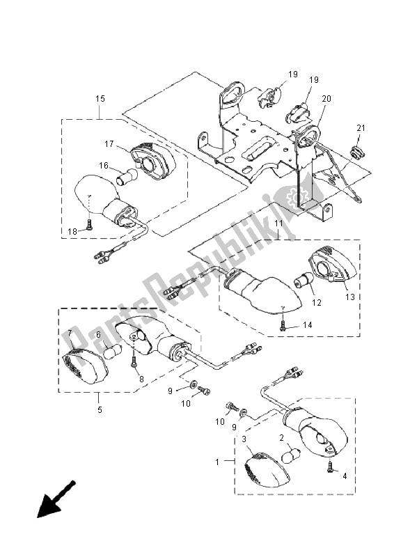 Todas las partes para Luz Intermitente de Yamaha EC 03 2011