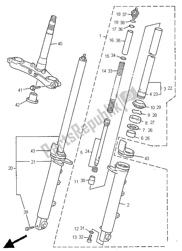 Wszystkie części do Przedni Widelec Yamaha XJ 900S Diversion 1998