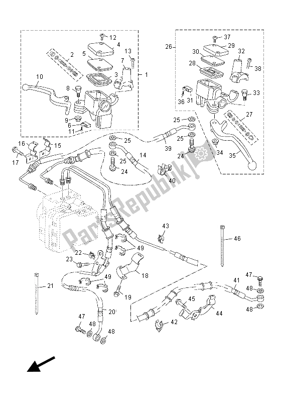 All parts for the Front Master Cylinder of the Yamaha YP 125 RA X MAX Business 2012