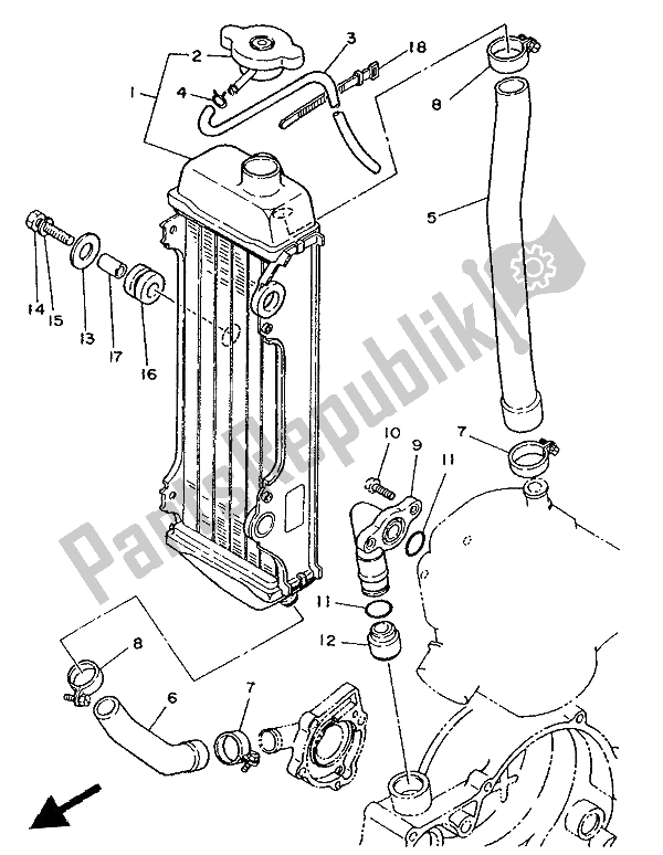 Tutte le parti per il Tubo Del Radiatore del Yamaha YZ 80 LC 1991