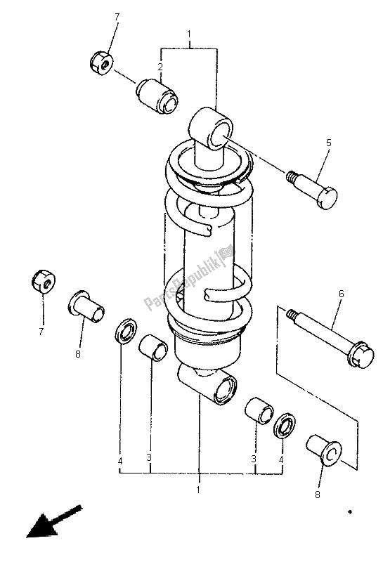 Toutes les pièces pour le Suspension Arrière du Yamaha XJ 600N 1996