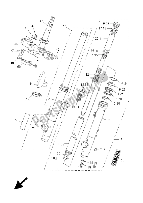 Toutes les pièces pour le Fourche Avant du Yamaha DT 125X 2005