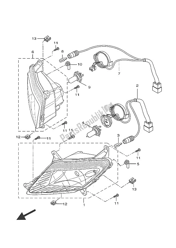 Tutte le parti per il Faro del Yamaha YZF R 125A 2016