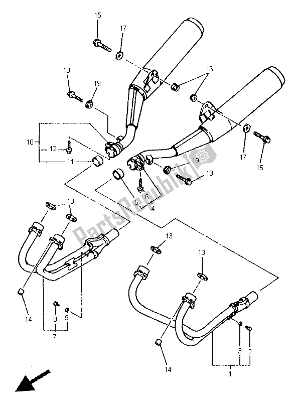 Toutes les pièces pour le échappement du Yamaha XJ 600N 1999