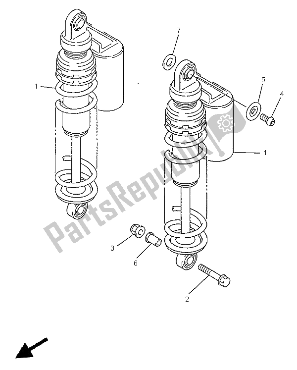 Todas as partes de Suspensão Traseira do Yamaha XJR 1200 SP 1997