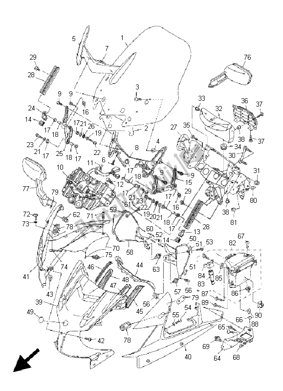 Tutte le parti per il Cowling 1 del Yamaha FJR 1300A 2008