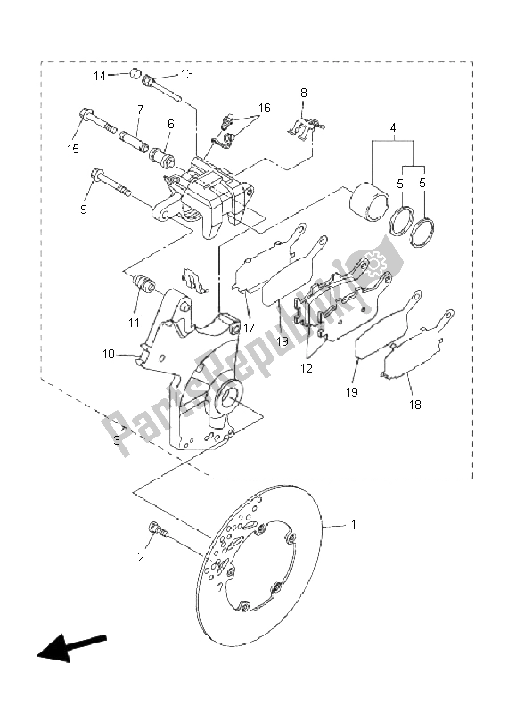 Tutte le parti per il Pinza Freno Posteriore del Yamaha FZ1 SA Fazer 1000 2008