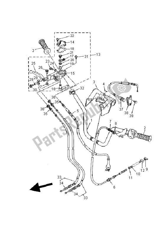 All parts for the Steering Handle & Cable of the Yamaha YFM 125 Breeze 2001