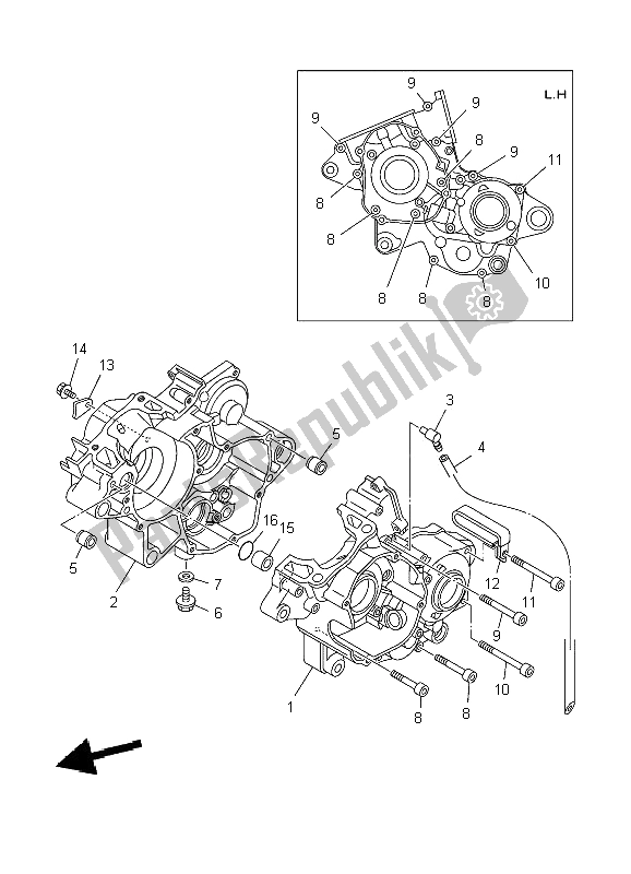 All parts for the Crankcase of the Yamaha YZ 125 2009