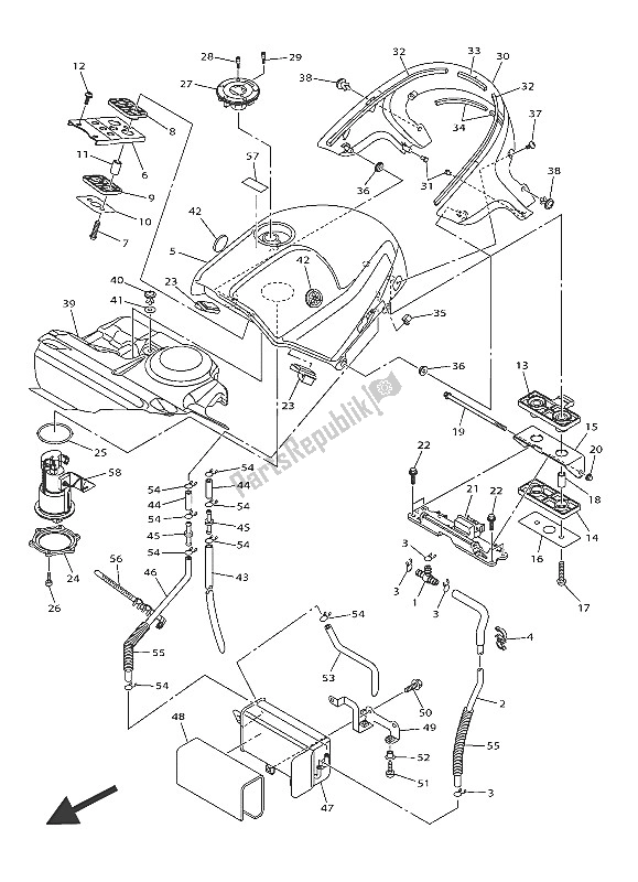 All parts for the Fuel Tank of the Yamaha FJR 1300 AE 2016