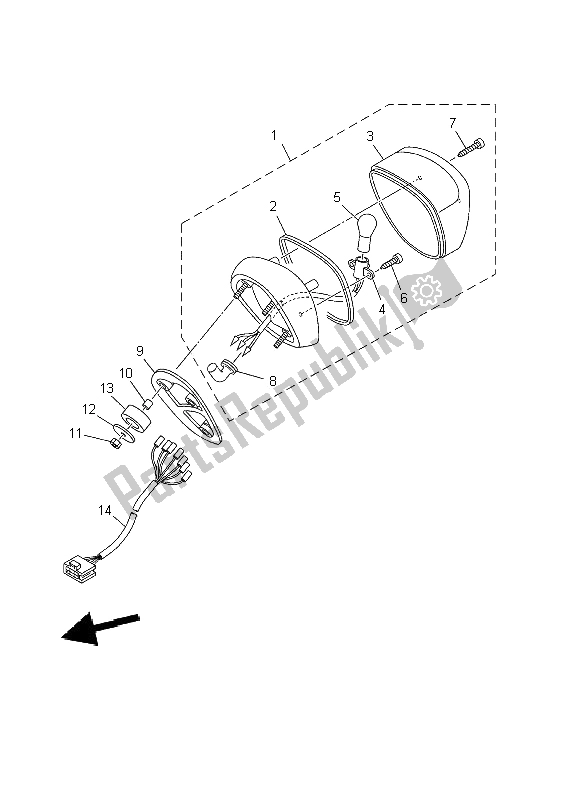 All parts for the Taillight of the Yamaha XVS 1100A Dragstar Classic 2002