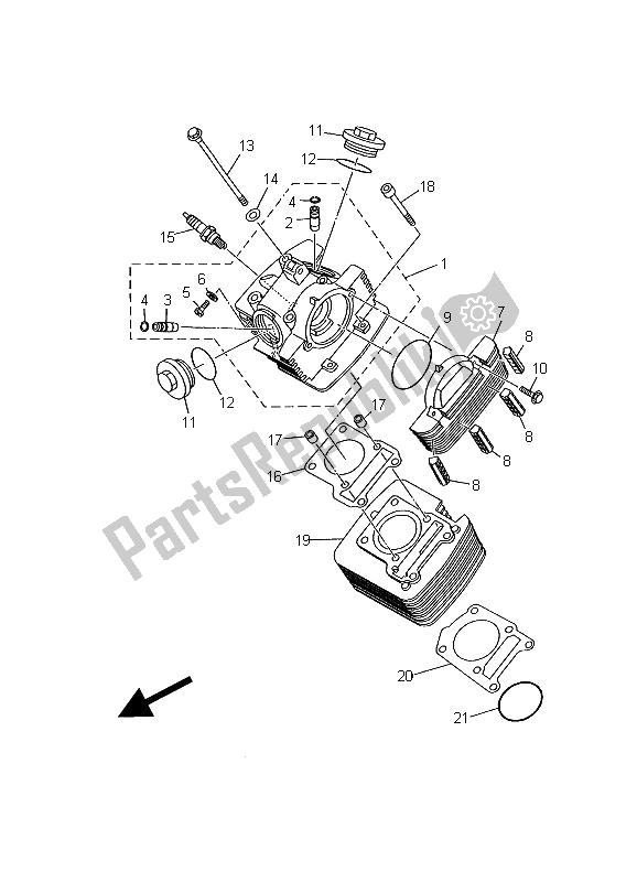 Todas as partes de Cilindro do Yamaha YBR 125E 2002