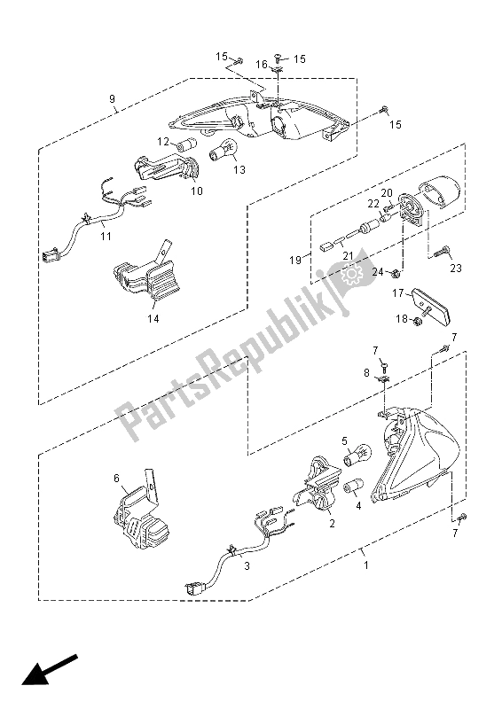 All parts for the Taillight of the Yamaha YP 250 RA X MAX 2012