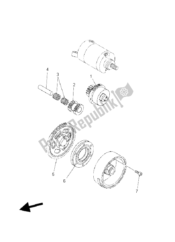 All parts for the Starter of the Yamaha YFZ 450S 2004